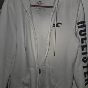 Hollister White Zip-Up Hoodie